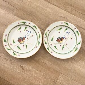 RARE 2 X Royal Danube Dinner Plates Hand Painted‎ Bird By Seres Erzsebet 9 3/4”